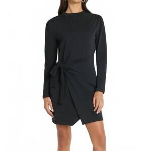 NEW NATION LTD taylor wrap mini dress in jet black